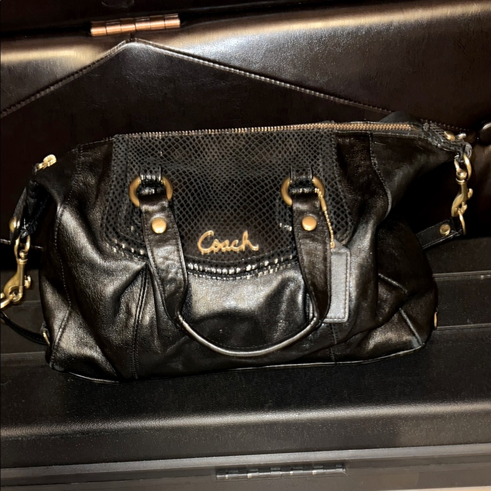Coach Black Leather Satchel with Gold Hardware